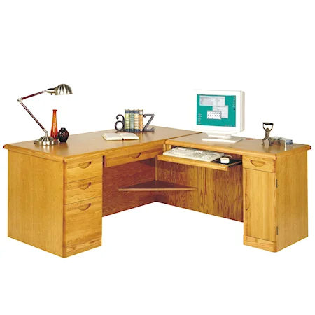 L-Shaped Desk with Left Desk and Right Hand Facing Keyboard Return, CPU Storage and File Drawer